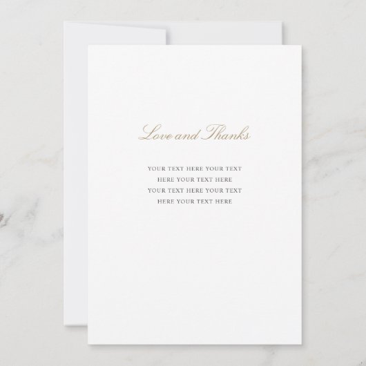 シンプルエレガントモダン金ゴールド写真結婚の感謝 サンキューカード (裏面)