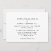 シンプルエレガントモダン黒と白結婚の 招待状 (正面)