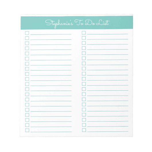 シンプルエレガントモダンAqua 2列チェックリスト ノートパッド (正面)