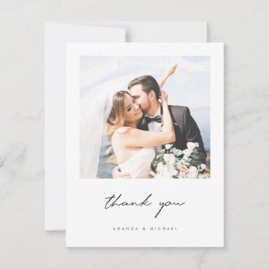シンプルエレガントモダンBlack Script Photo's 結婚. サンキューカード (正面)