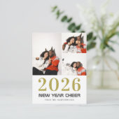 シンプルエレガントモダンHappy New Year 3写真 シーズンポストカード (スタンド正面)