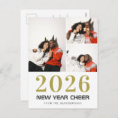 シンプルエレガントモダンHappy New Year 3写真 シーズンポストカード (正面/裏面)