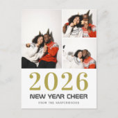シンプルエレガントモダンHappy New Year 3写真 シーズンポストカード (正面)