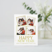 シンプルエレガントモダンHappy New Year 4写真 シーズンポストカード (スタンド正面)