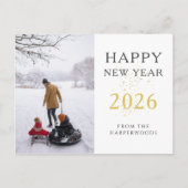 シンプルエレガントモダンHappy New Year one photo シーズンポストカード (正面)