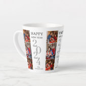 シンプルエレガントモダンHappy New Year Three Photo カフェラテマグ (左アングル)