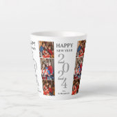 シンプルエレガントモダンHappy New Year Three Photo カフェラテマグ (正面)