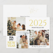 シンプルエレガントモダンHappy New Year Three Photo シーズンカード (正面/裏面)