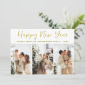 シンプルエレガントモダンHappy New Year Three Photo シーズンカード (スタンド正面)