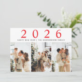 シンプルエレガントモダンHappy New Year Three Photo シーズンカード (スタンド正面)