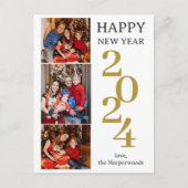 シンプルエレガントモダンHappy New Year Three Photo シーズンポストカード (正面)
