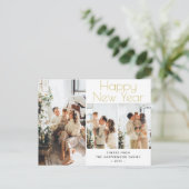 シンプルエレガントモダンHappy New Year Three Photo シーズンポストカード (スタンド正面)