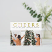 シンプルエレガントモダンHappy New Year Three Photo シーズンポストカード (スタンド正面)