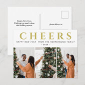 シンプルエレガントモダンHappy New Year Three Photo シーズンポストカード (正面/裏面)