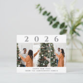 シンプルエレガントモダンHappy New Year Three Photo シーズンポストカード (スタンド正面)