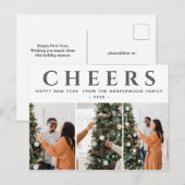 シンプルエレガントモダンHappy New Year Three Photo シーズンポストカード (正面/裏面)