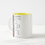 シンプルエレガントモダンHappy New Year Three Photo ツートーンマグカップ (正面左)