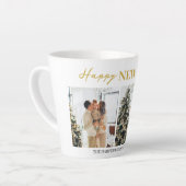 シンプルエレガントモダンHappy New Year Two Photo カフェラテマグ (左アングル)