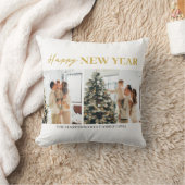 シンプルエレガントモダンHappy New Year Two Photo クッション (ブランケット)
