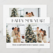 シンプルエレガントモダンHappy New Year Two Photo シーズンカード (正面/裏面)