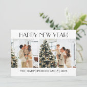シンプルエレガントモダンHappy New Year Two Photo シーズンカード (スタンド正面)