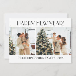 シンプルエレガントモダンHappy New Year Two Photo シーズンカード