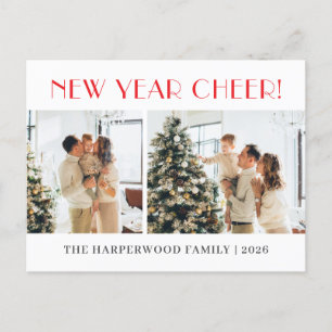 シンプルエレガントモダンHappy New Year Two Photo シーズンポストカード