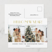 シンプルエレガントモダンHappy New Year Two Photo シーズンポストカード (正面/裏面)