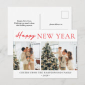 シンプルエレガントモダンHappy New Year Two Photo シーズンポストカード (正面/裏面)
