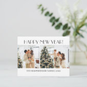 シンプルエレガントモダンHappy New Year Two Photo シーズンポストカード (スタンド正面)