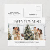 シンプルエレガントモダンHappy New Year Two Photo シーズンポストカード (正面/裏面)