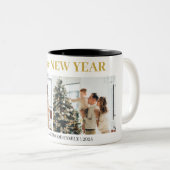 シンプルエレガントモダンHappy New Year Two Photo ツートーンマグカップ (正面右)