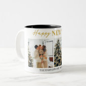 シンプルエレガントモダンHappy New Year Two Photo ツートーンマグカップ (正面左)