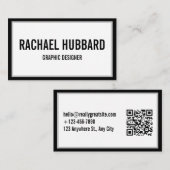 シンプルエレガントモダンQrコードカスタム 名刺 (正面/裏面)
