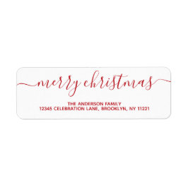 シンプルエレガントモダンRed Merry Christmas Script ラベル