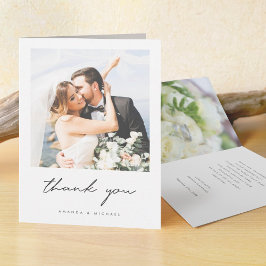シンプルエレガントモダンScriptカスタム写真結婚s サンキューカード