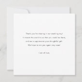 シンプルエレガントモダンScriptカスタム結婚式 サンキューカード (裏面)