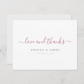 シンプルエレガントモダンScriptカスタム結婚式  サンキューカード (正面/裏面)