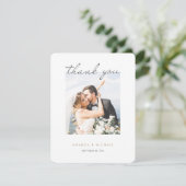 シンプルエレガントモダンScript金ゴールド写真結婚s サンキューカード (スタンド正面)