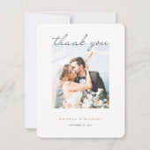 シンプルエレガントモダンScript金ゴールド写真結婚s サンキューカード (正面)
