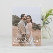 シンプルエレガントモダンScript 4写真結婚s サンキューカード (スタンド正面)