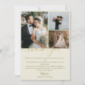 シンプルエレガントモダンScript 4写真結婚s サンキューカード (裏面)