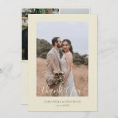 シンプルエレガントモダンScript 4写真結婚s サンキューカード (正面/裏面)