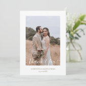 シンプルエレガントモダンScript 4写真結婚s サンキューカード (スタンド正面)