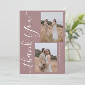 シンプルエレガントモダンScript 5写真結婚s サンキューカード (スタンド正面)