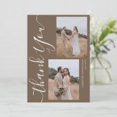 シンプルエレガントモダンScript 5写真結婚s サンキューカード (スタンド正面)