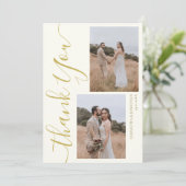 シンプルエレガントモダンScript 5写真結婚s サンキューカード (スタンド正面)