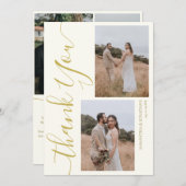 シンプルエレガントモダンScript 5写真結婚s サンキューカード (正面/裏面)