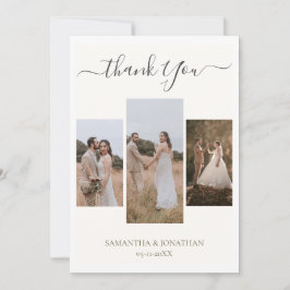 シンプルエレガントモダンScript 6写真結婚s サンキューカード