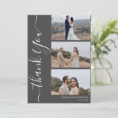 シンプルエレガントモダンScript 6写真結婚s サンキューカード (スタンド正面)